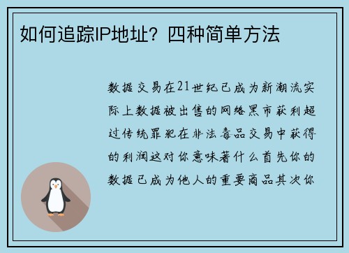 如何追踪IP地址？四种简单方法 